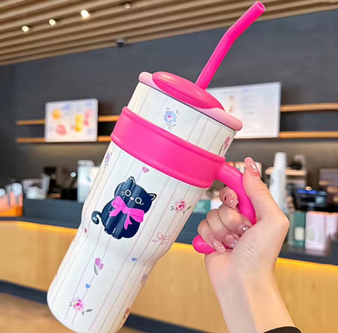 1200ml Cute Stainless Steel Tumbler With Straw, Cute Thermos Water Bottle, Outdoor Coffee Travel Mug 1200ml Cute Stainless Steel Tumbler With Straw, Cute Thermos Water Bottle, Outdoor Coffee Travel Mug